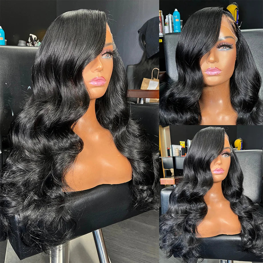 180% 13X6 Lace Frontal Body Wave Wig Transparent Indian Perruques For Women 13X4 Lace Frontal Wig Human Hair Pre Plucked Wig