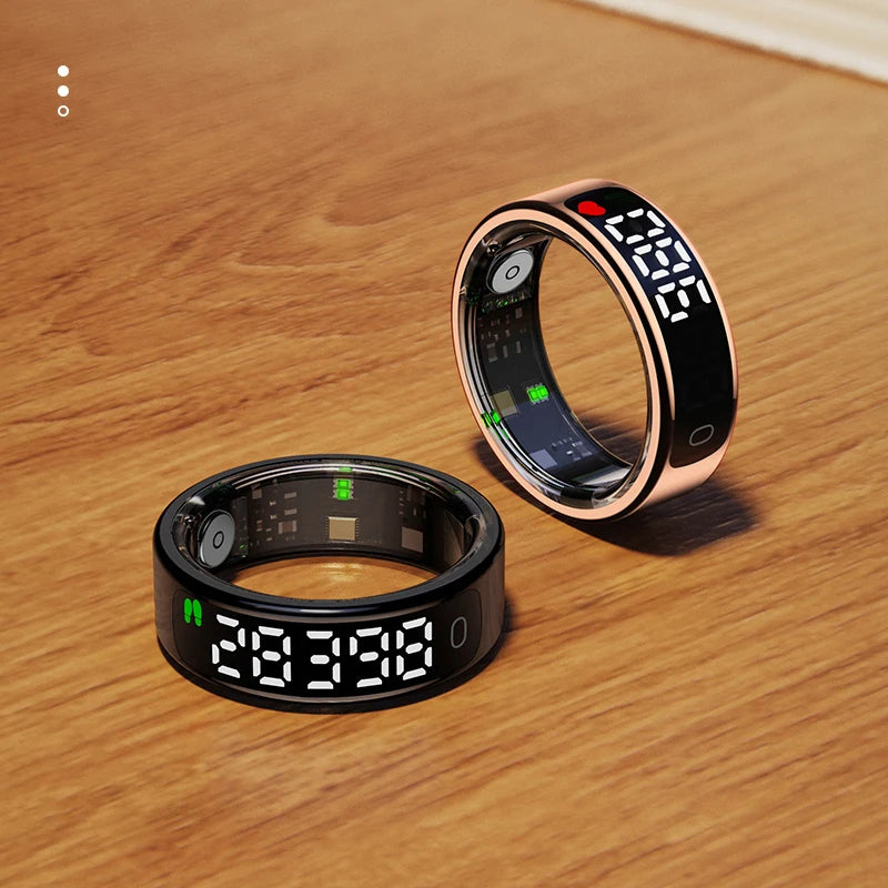 2025 Smart Ring Men Women LED Display Screen Heart Rate Blood Oxygen Monitor 5ATM Waterproof Multi Sports Mode Gifts For Andorid