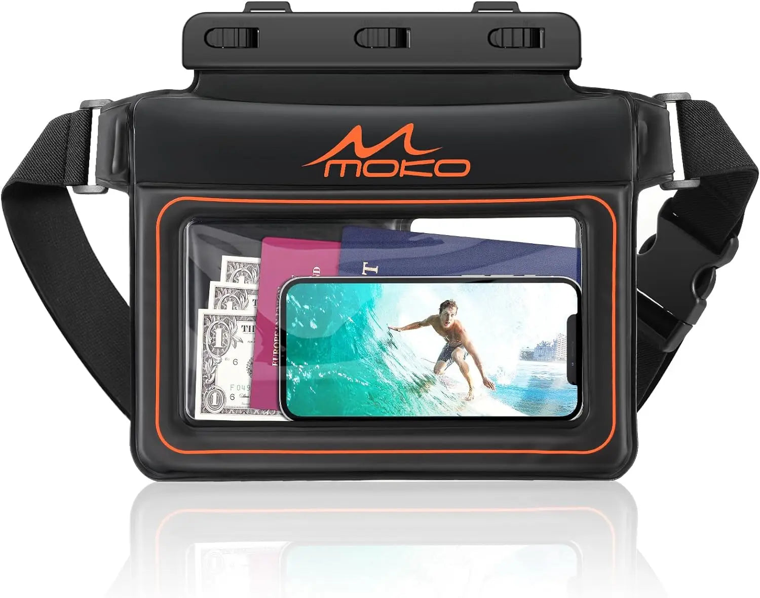 MoKo Waterproof Phone Pouch Fanny Pack Floating Dry Bag Swimming Waist Bag Underwater Ski Drift Diving for iPhone 13/13 Pro Max
