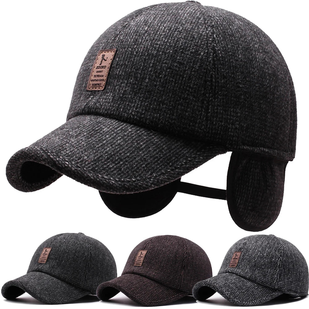 Winter Bomber Hat Men Women Russian Black Leather Ushanka Caps With Ear Flaps Fur Warm Leather Brand Baseball Cap Hats