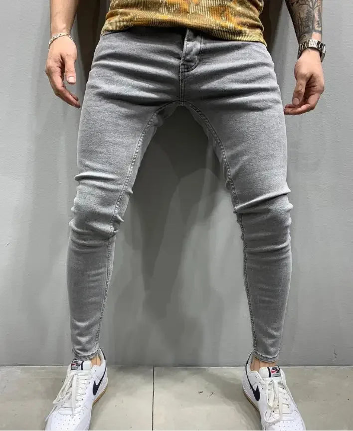 Mens Skinny Ripped jeans Slim scarification Blue Denim Pencil Pants Street hip-hop denim trousers fashion cowboy clothing men