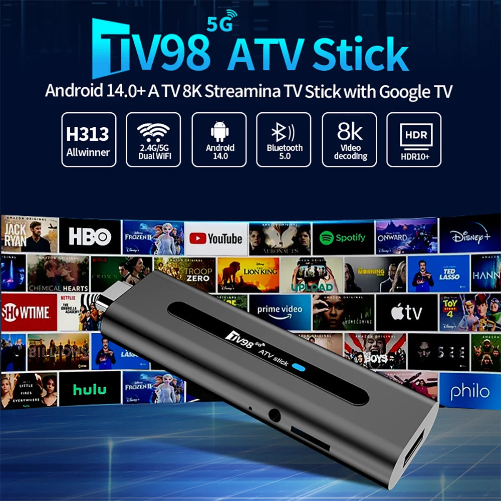 2026 NEW Android14 TV Stick 8K 60fps Smart IPTV Dongle 8GB RAM 128GB ROM Dual WIFI6 BT5.0 for Netflix YouTube Media Player