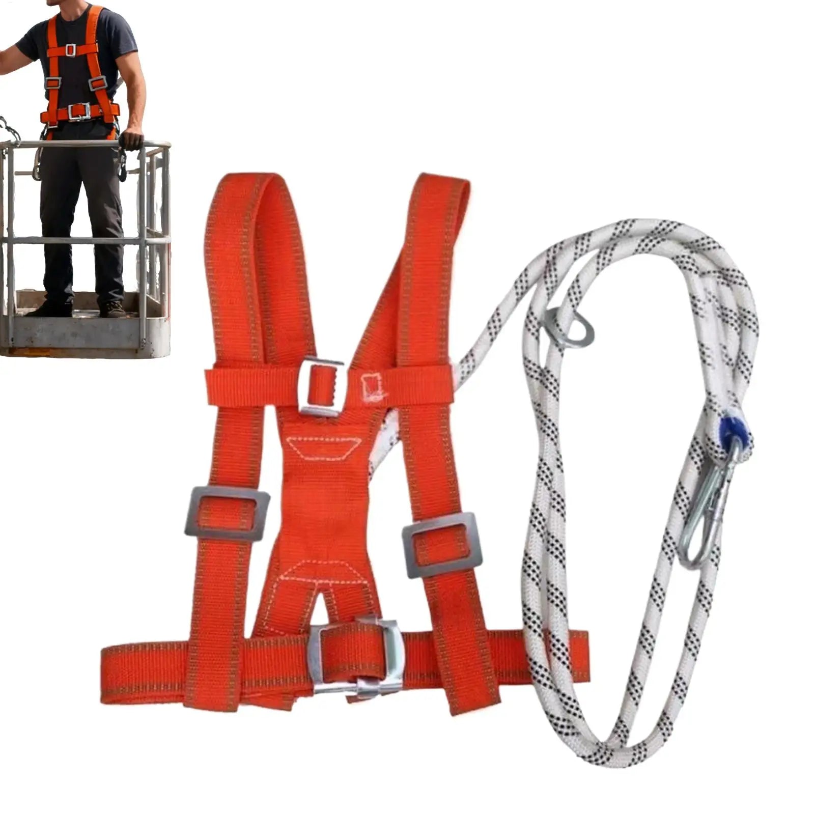 Harness for Construction Shock Absorbing Adjustable Construction Site Body Safety Harness for Men Beginners Professionals Window