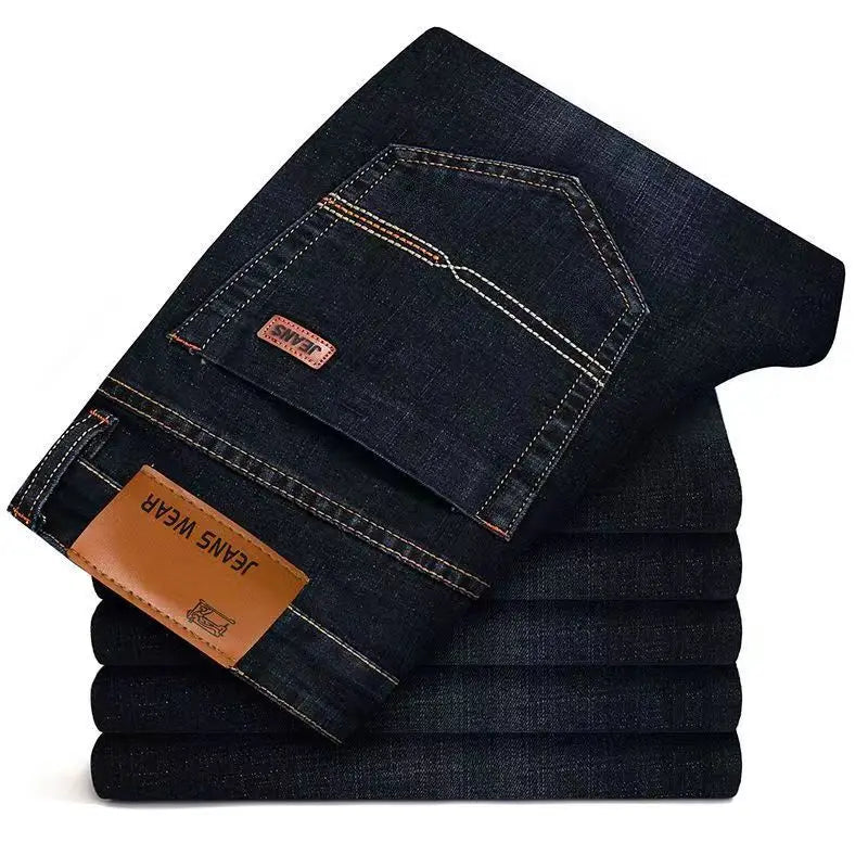 2026 new jeans for casual and versatile work men's slim fit straight leg elastic pants suitable for all seasons