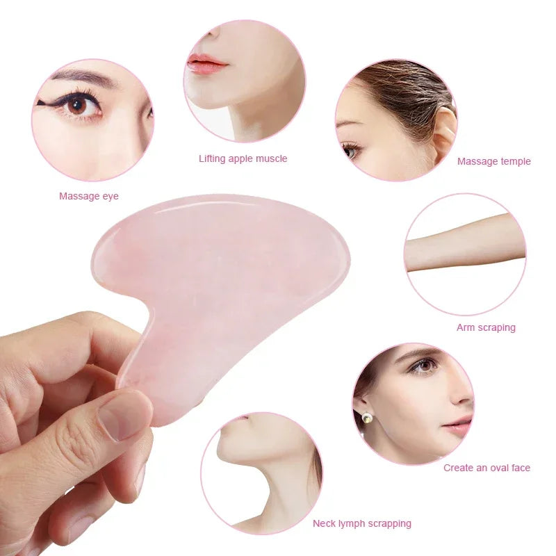 Natural Gua Sha Scraper Board Massage Rose Quartz Guasha Stone For Face Neck Skin Lifting Wrinkle Remover Beauty Care