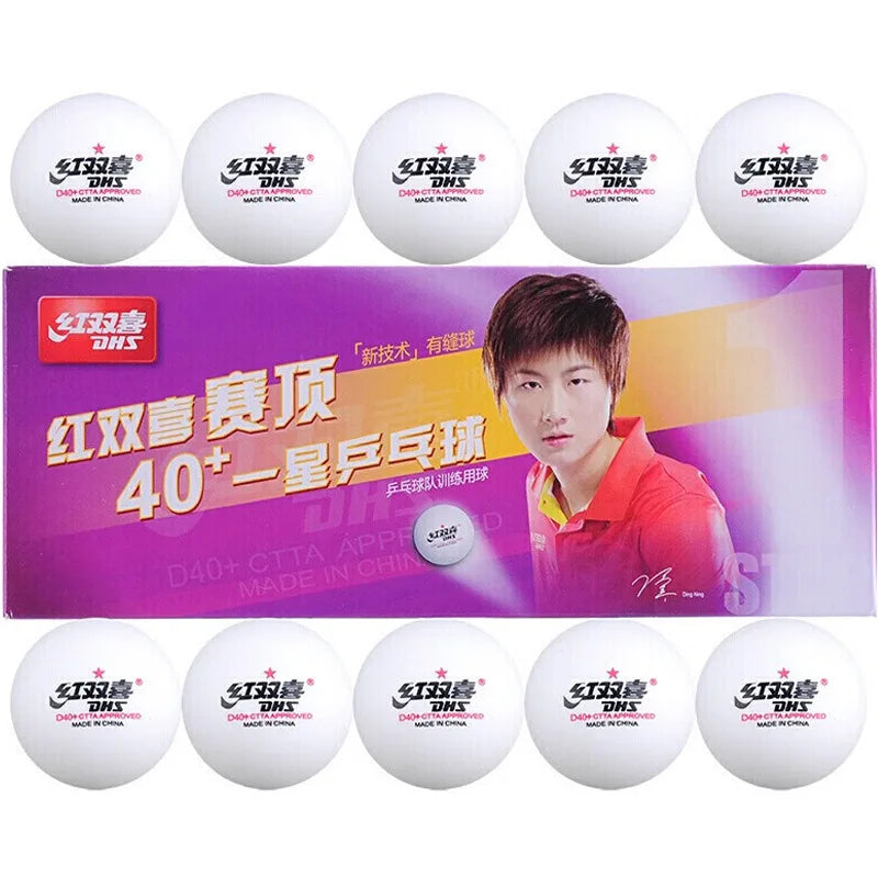 DHS Table Tennis Balls 1 Star D40+ Ping Pong Balls ABS Round Durable Pingpong Bullets for Recreational Level Training Bulk Sales