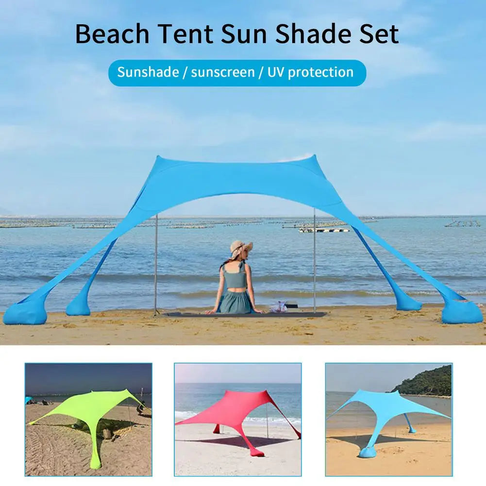 Family Ultralight Beach Awning, Sun Shade Tent with Sandbag, UPF50 + UV Portable Canopy, 2.1m * 1.6m