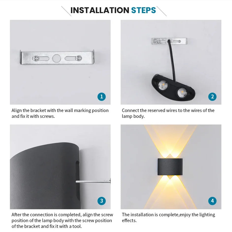 LED Wall Lamp 2W 4W 6W 8W 10W AC 85-265V Waterproof IP66 High Brightness Indoor And Outdoor Garden Decorative Lamp