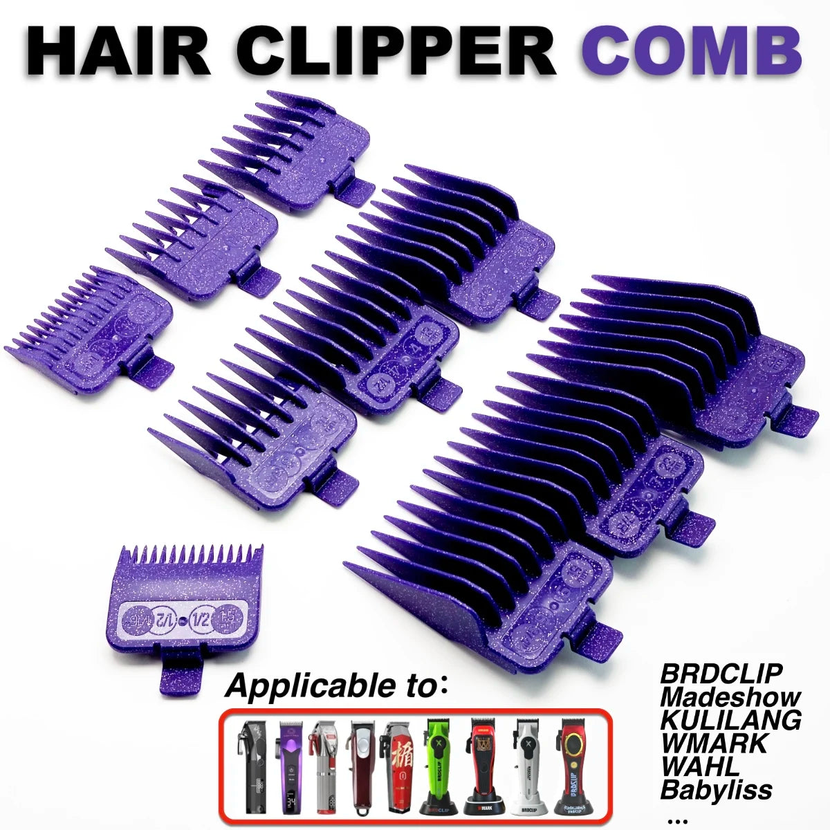 Professional electric hair clipper comb 10PC Purple Limit Comb Suitable for M10, R77F, 2020C, KULILANG, WMARK, BRCILIP Barbers