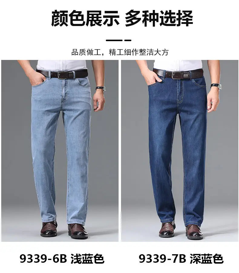 Men's Fashionable Jeans All-Season Cotton Blend Straight-Leg Pants Trendy Minimalist Versatile Casual Style Denim Wear Size29-42