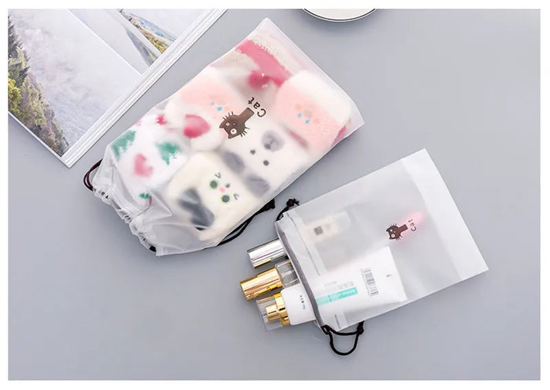 Transparent Drawstring Swimming Bags Beach Sea Gym Storage Bag Swimsuit Dry Bag Waterproof Outdoor Travel Portable PE Pouch