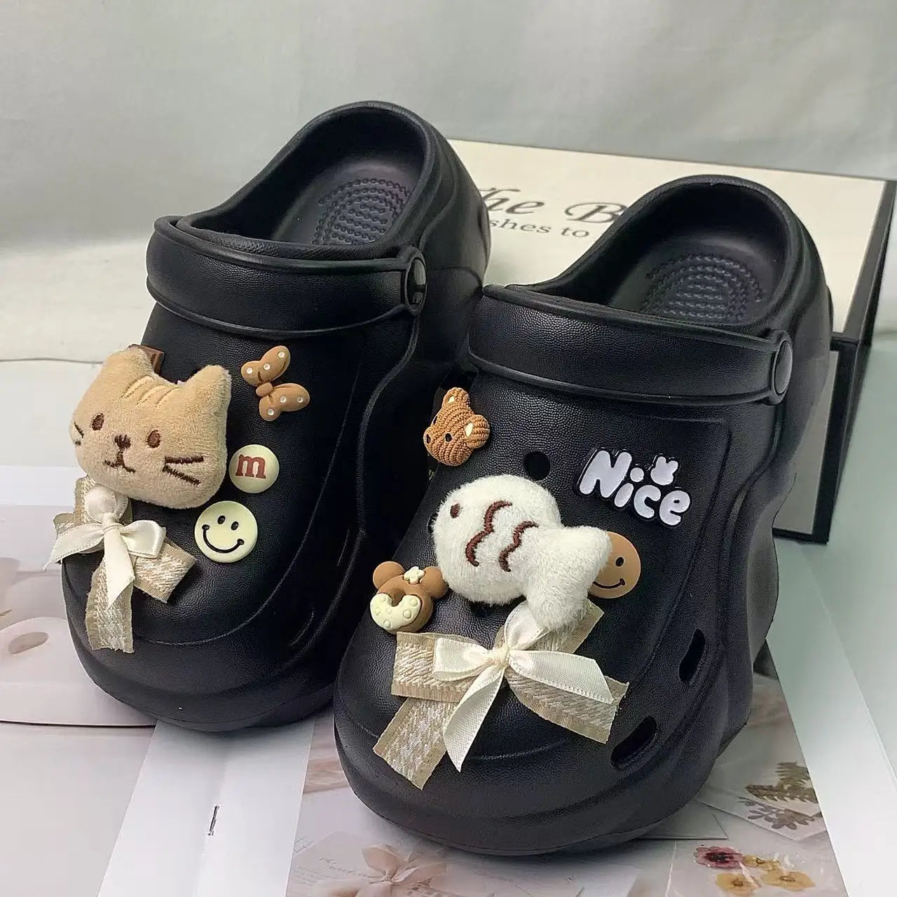 New Style Women's Clogs, Fashionable Cloud-Heel Thick-Soled Sandals for Summer, Made of Lightweight Eva Material, Comfortable Catfish-Patterned Set of Thick-Soled Sandals