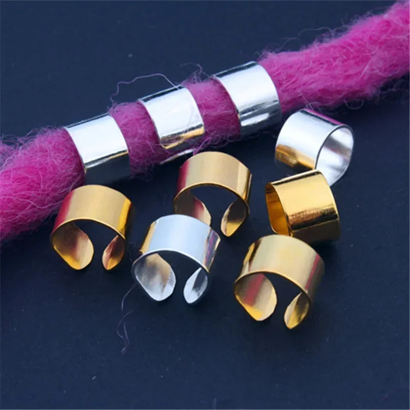 10/20pcs Hair Dreadlock Dread Beads Metal Cuff Tube Charms Hair Braid Rings Non-Piercing Ear Clip Beard Jewelry Hair Accessories