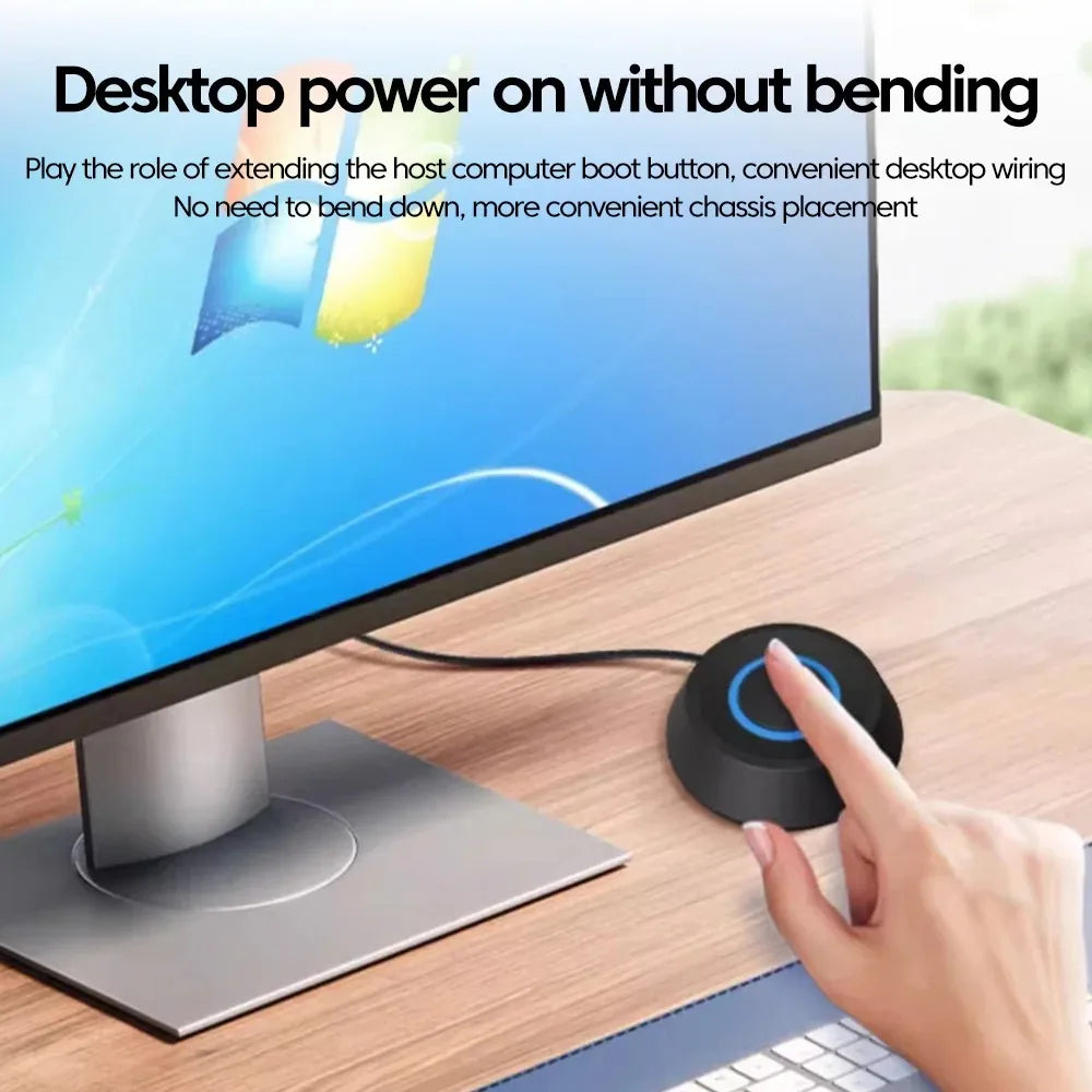 TEUCER X3 1.8m LED Light Computer Desktop Round Power Switch PC Motherboard External Start Power Button Extension Cable for Home