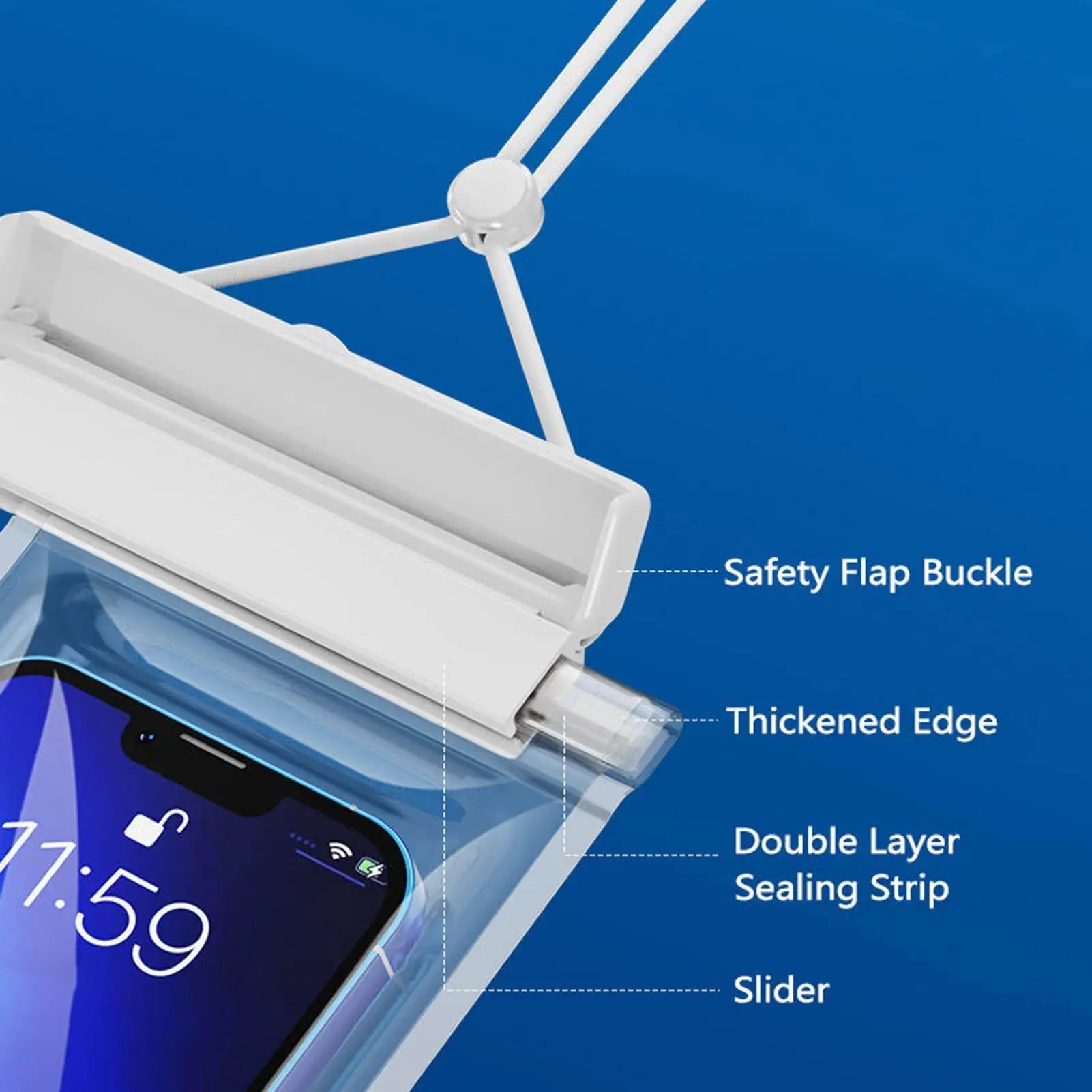 IPX8 Waterproof Phone Pouch, Swimming & Diving Dry Bag with Touchscreen for Mobile Devices Up to 7.2 Inches