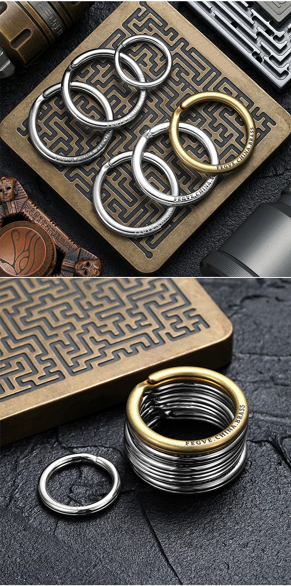 Real Titanium Men Keyring Flat Key Chain Rings Holder Car Lightweight Keychain Buckle Jewelry Quickdraw EDC Wholesale Best Gift
