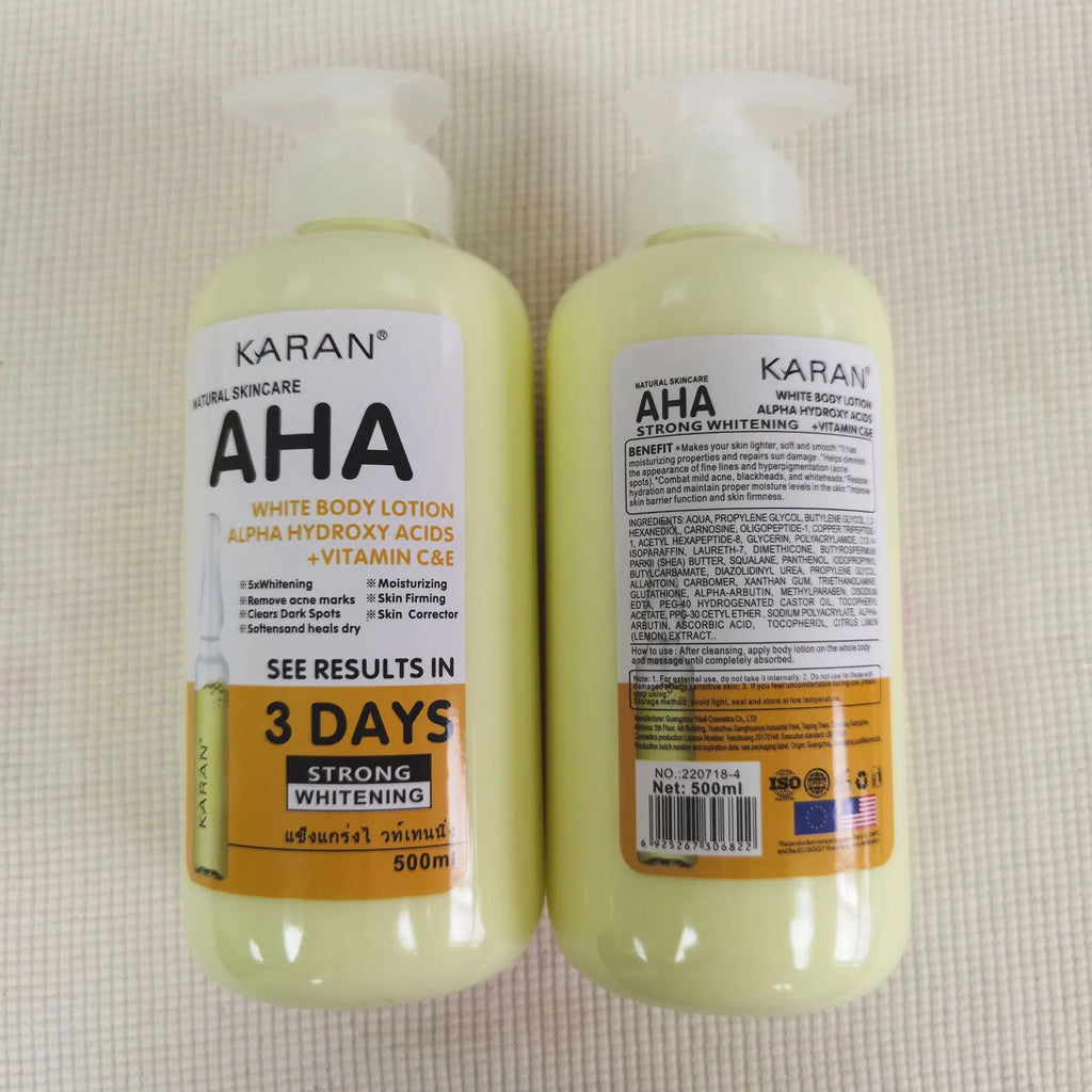 500ml Whitening Body Cream AHA Hydroxy Acids Vitamin C&E Moisturizing Lightening Body Lotion Remove Acne Marks Skin Care