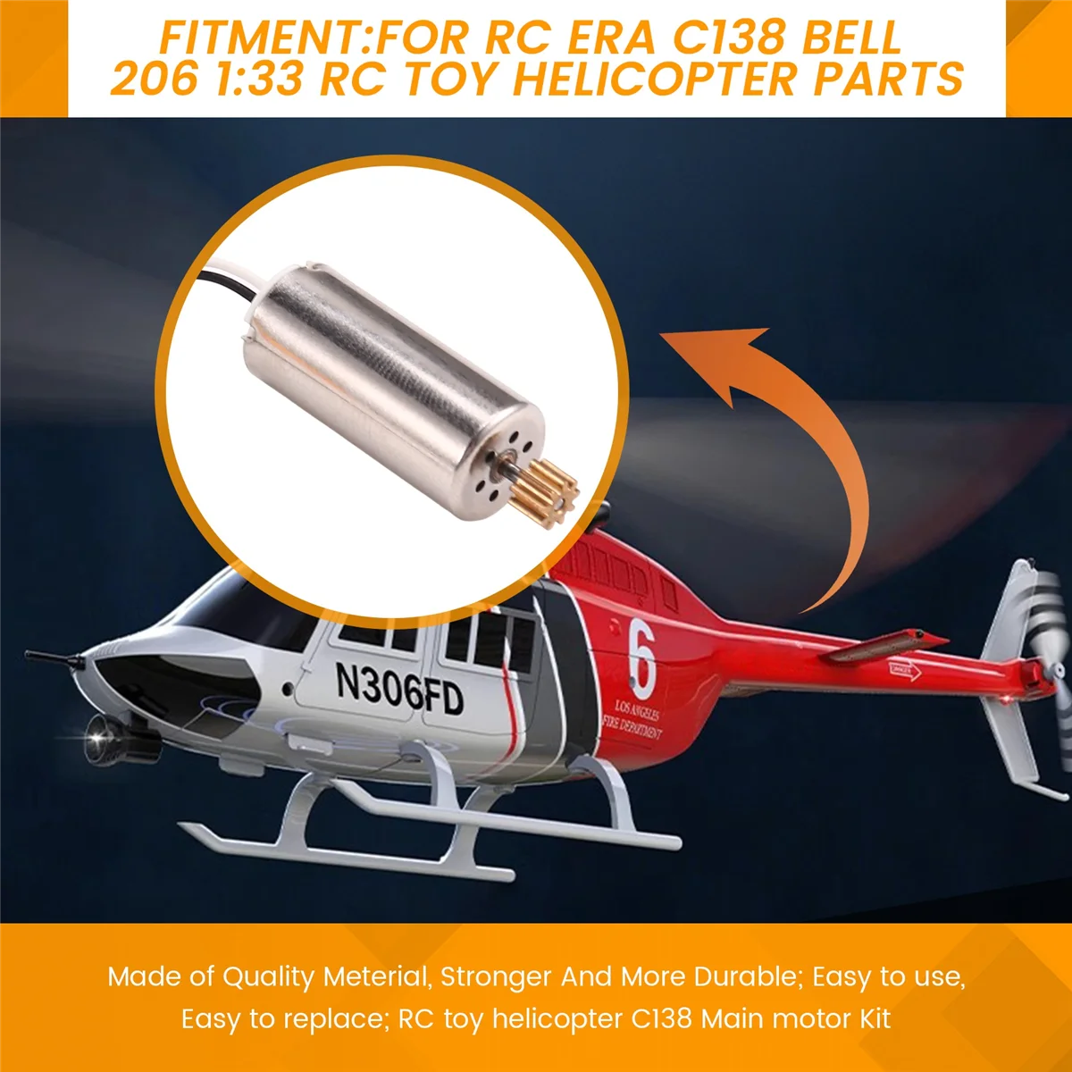 New RC Toy Helicopter Upgrade C138 Main Motor Kit for RC ERA C138 Bell 206 1:33 RC Toy Helicopter Parts