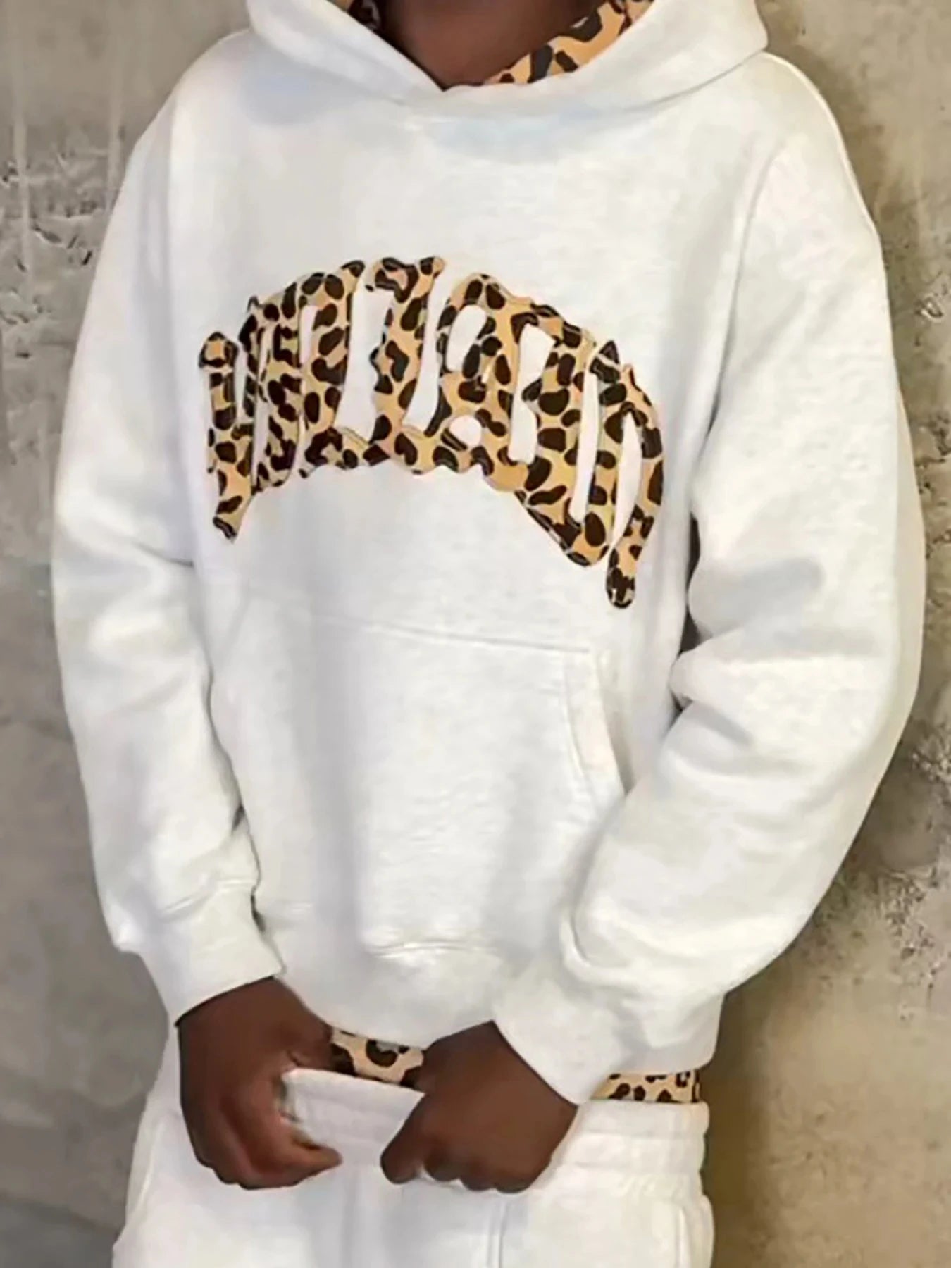 2025 new trendy high-quality cross-border leopard print casual sports men's and women's hooded sweatshirt pants