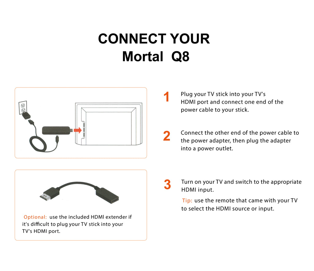 Mortal Wi-Fi 6 Streaming Stick Q8 Ultra 4K HDR Android14 AllwinnerH313 with Voice Remote Netflix Youtube Free Live TV