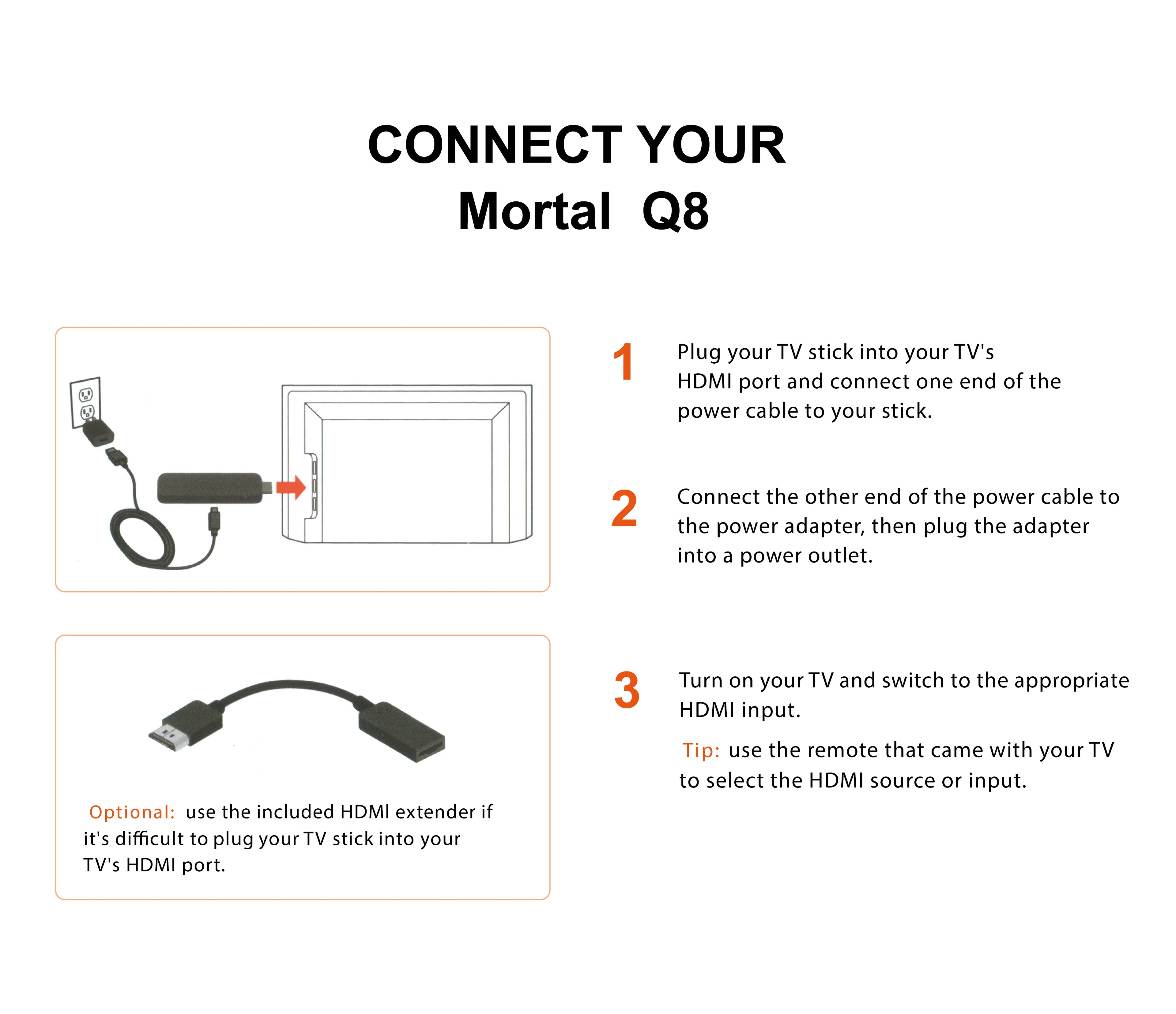 Mortal Wi-Fi 6 Streaming Stick Q8 Ultra 4K HDR Android14 AllwinnerH313 with Voice Remote Netflix Youtube Free Live TV