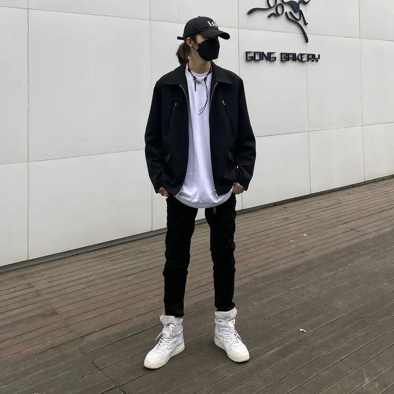 Men Black Skinny Stretch Pencil Jeans Streetwear Classic Slim Denim Pants Trousers