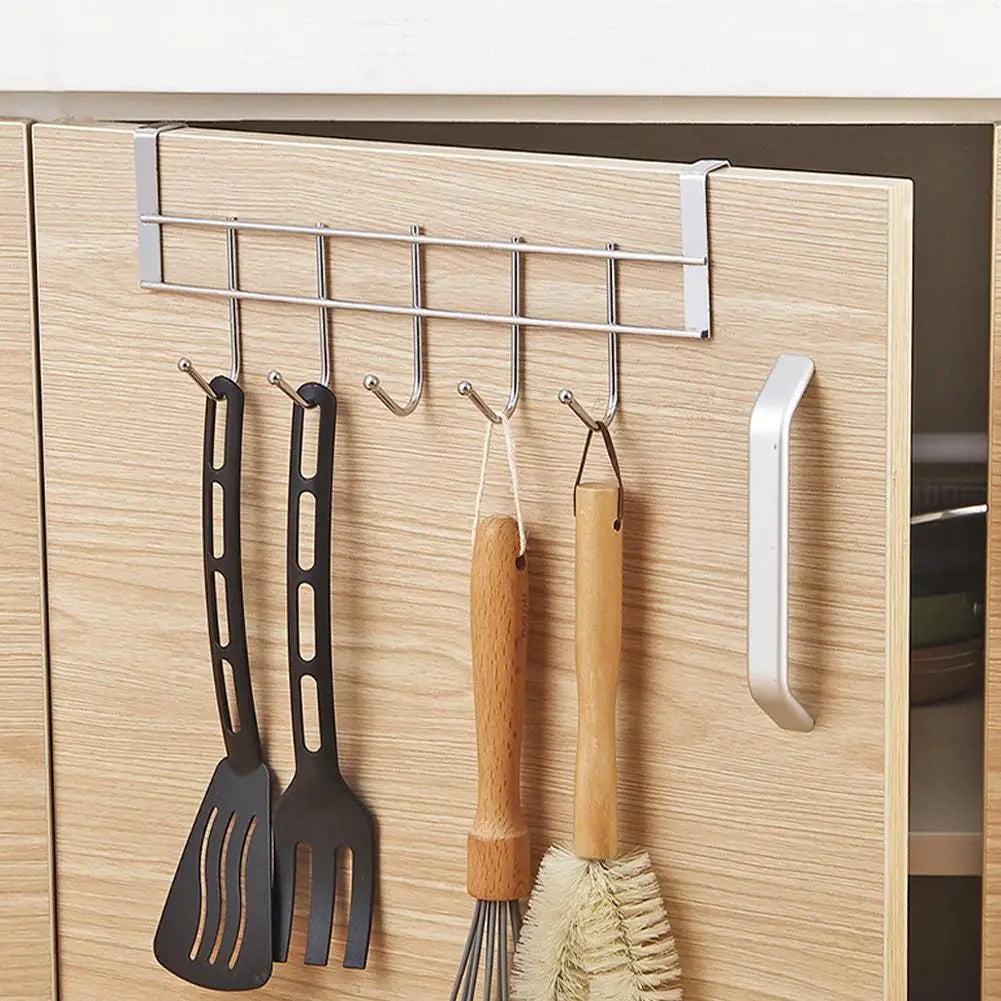 Hooks Over The Door 5 Hooks Home Bathroom Organizer Rack Clothes Coat Hat Towel Bags Keys Hanger Bathroom Kitchen Accessories
