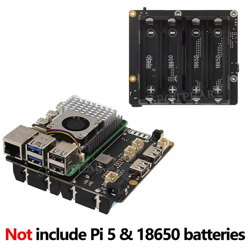 X1202 Raspberry Pi 5 UPS Board Uninterruptible Power Supply with 4 cell 18650 battery (NOT includ) holder for Raspberry Pi 5