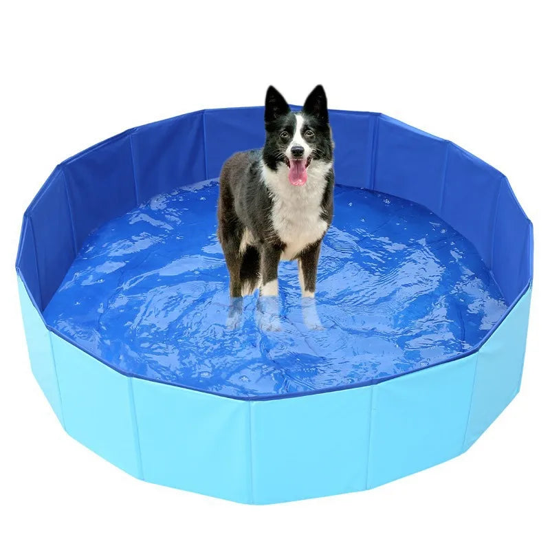 Foldable Pet Swimming Pool Bath Tub for Small Medium Dogs, Portable Outdoor Indoor Puppy Bathing Pool
