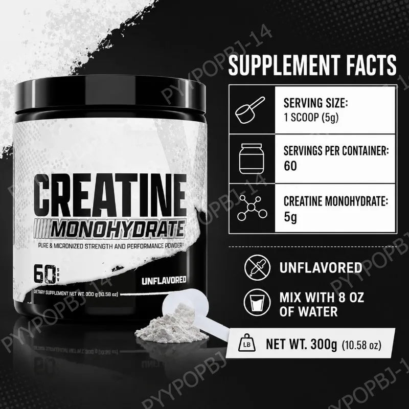 Creatine Monohydrate Powder 5g Per Serving Supports Strength Muscle Recovery Unflavored 60 Servings 300g