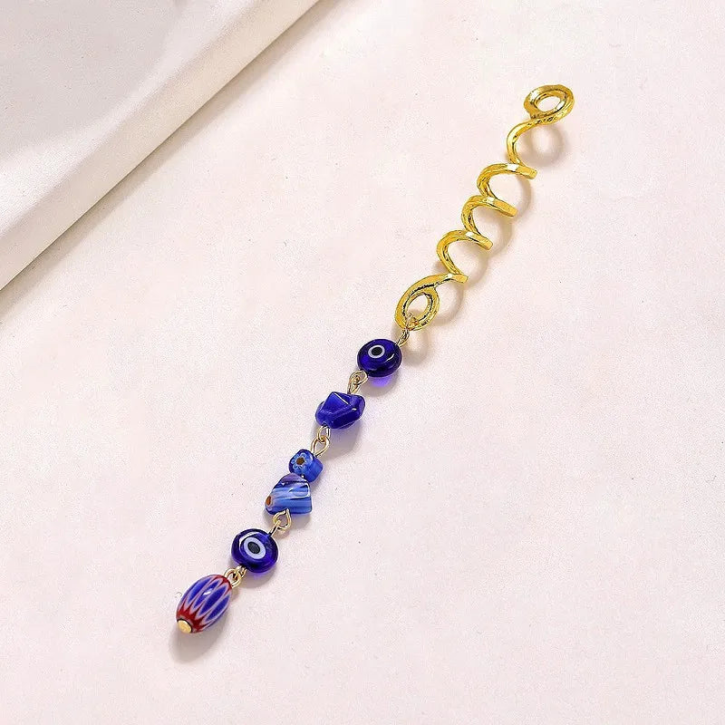 1/3pcs Blue Stone Pendant Hair Rings Dreadlock Styling Accessories Cuff Clip Hair Braid Dirty Spiral Braid Beads Hairpin Jewelry