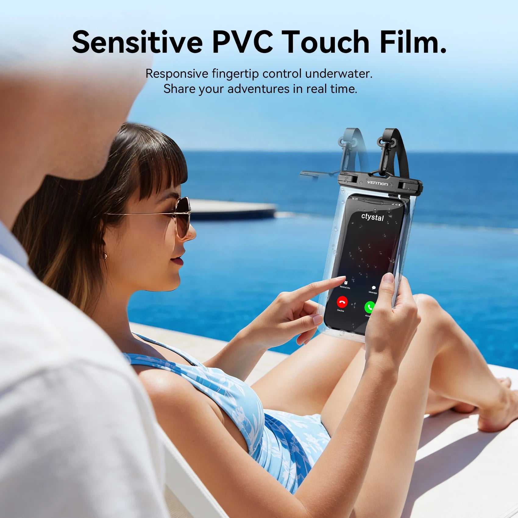 Vention Phone Pouch Bag Waterproof 7.2 inch IPX8 Phone Case Phone Protector Cover for iPhone 17 16 15 Underwater Dry Bag Skiing