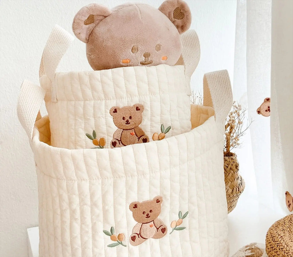 Baby Bags Cute Bear Embroidery Diaper Bag Caddy Nappy Cart Storage Mummy Maternity Bag for Newborn Diapers Toys Organizers