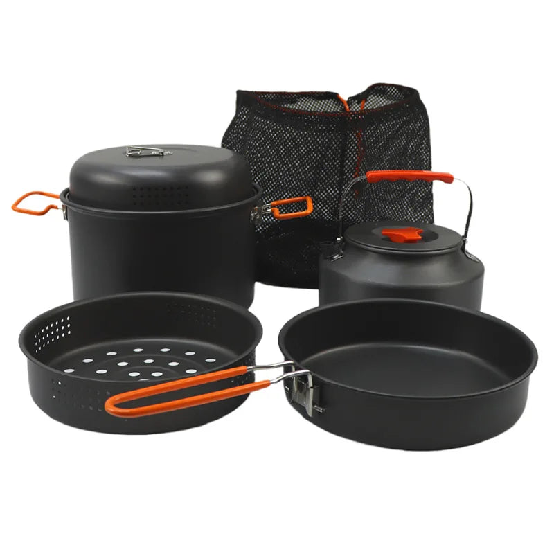 Outdoor Cookware Set Camping Cooking Pot Kettle Steamer Fry Pan Cooking Set