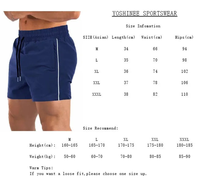 Slim Fit Shorts for Men Sports Gym Fitness Workout Jogger Light Weight Short Pants with Zipper Pockets
