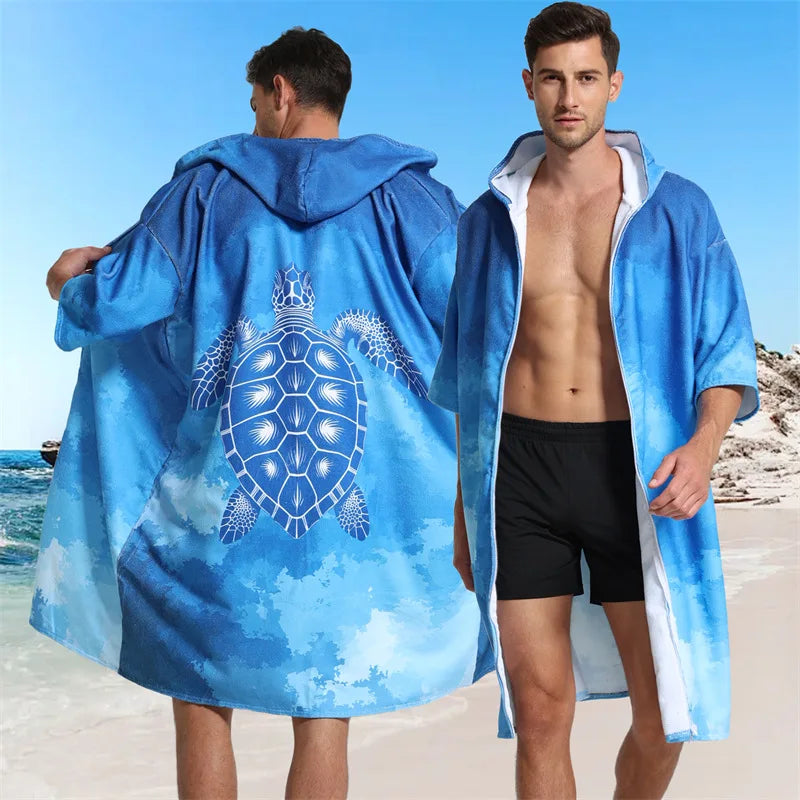 Microfiber Hooded Towel Men Women for Swimming Beach Travel Quick Dry Changing Robe Cape Bath Towel Bathrobe Surf Poncho