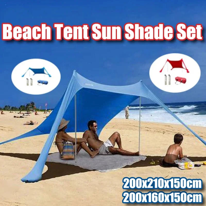 Home Beach Awning Outdoor Camping Sun Shade UV Protection Portable Windproof Beach Canopy with Storage Bag Camping Accessories