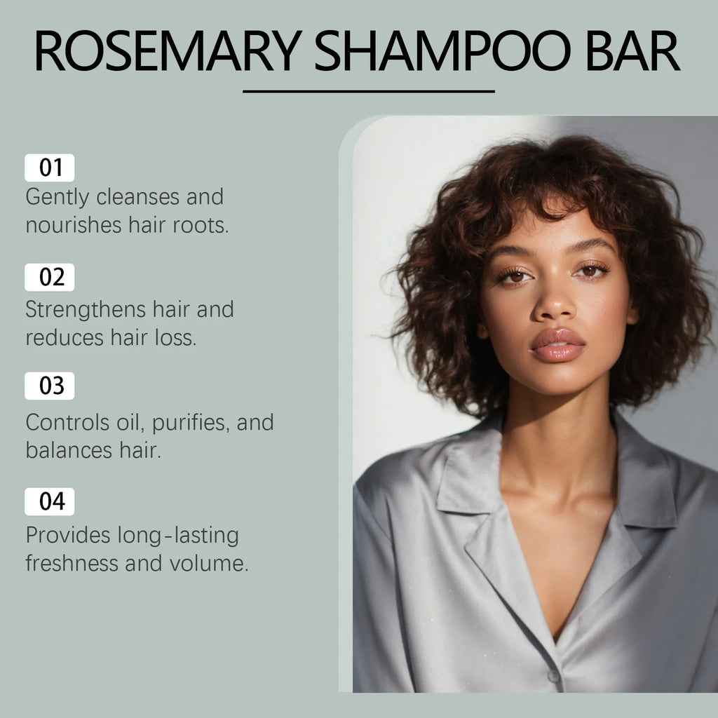 Rosemary Shampoo Bar Hair Growth Anti Hair Loss Oil Control Improve Frizz Split Ends Refreshing Nourishing Handmade Solid Soap