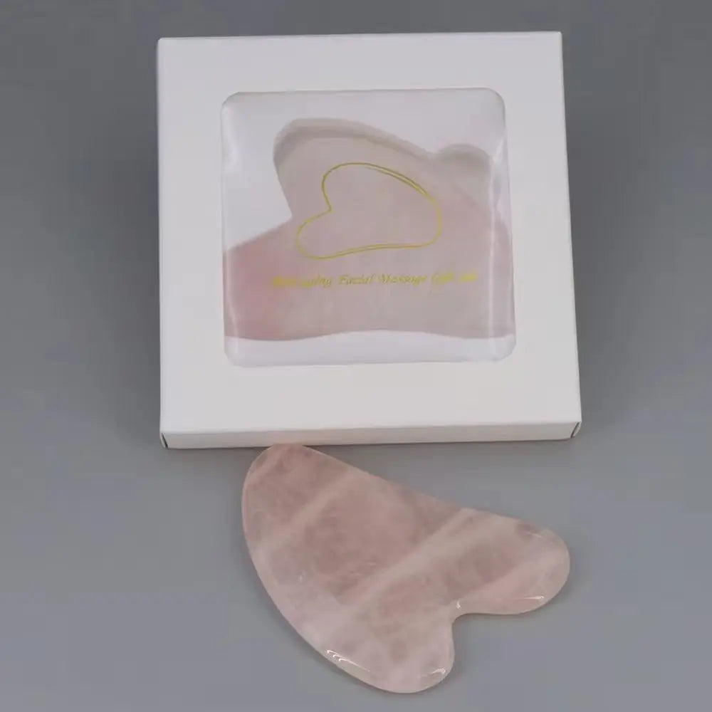 Natural Stone Gua Sha Scrapers (Rose Quartz/Amethyst/Jade) - Face Neck Back Body Massage Tools