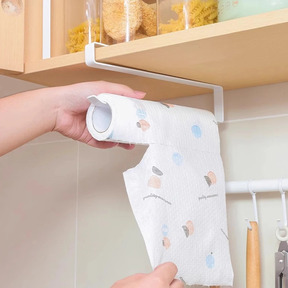 Kitchen Paper Roll Holder Towel Hanger Rack Cabinet Rag Hanging Shelves Organizer Shelf Toilet Paper Holder Storage Accessories