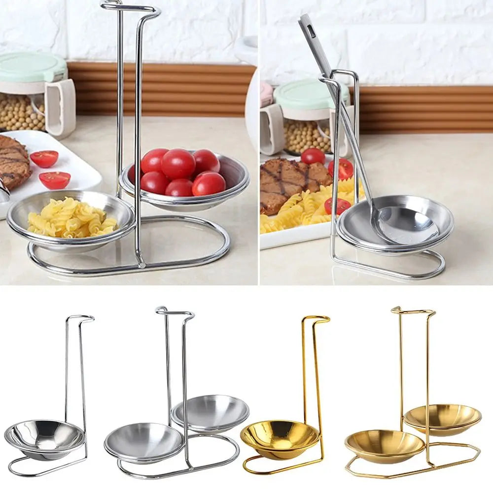 Kitchen Accessories Vertical Single/Double Ladle Spoon Utensil Rack Soup Spoon Rest Stand without plate Tableware Storage Shelf
