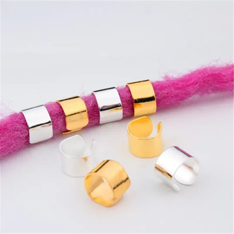 10/20pcs Hair Dreadlock Dread Beads Metal Cuff Tube Charms Hair Braid Rings Non-Piercing Ear Clip Beard Jewelry Hair Accessories