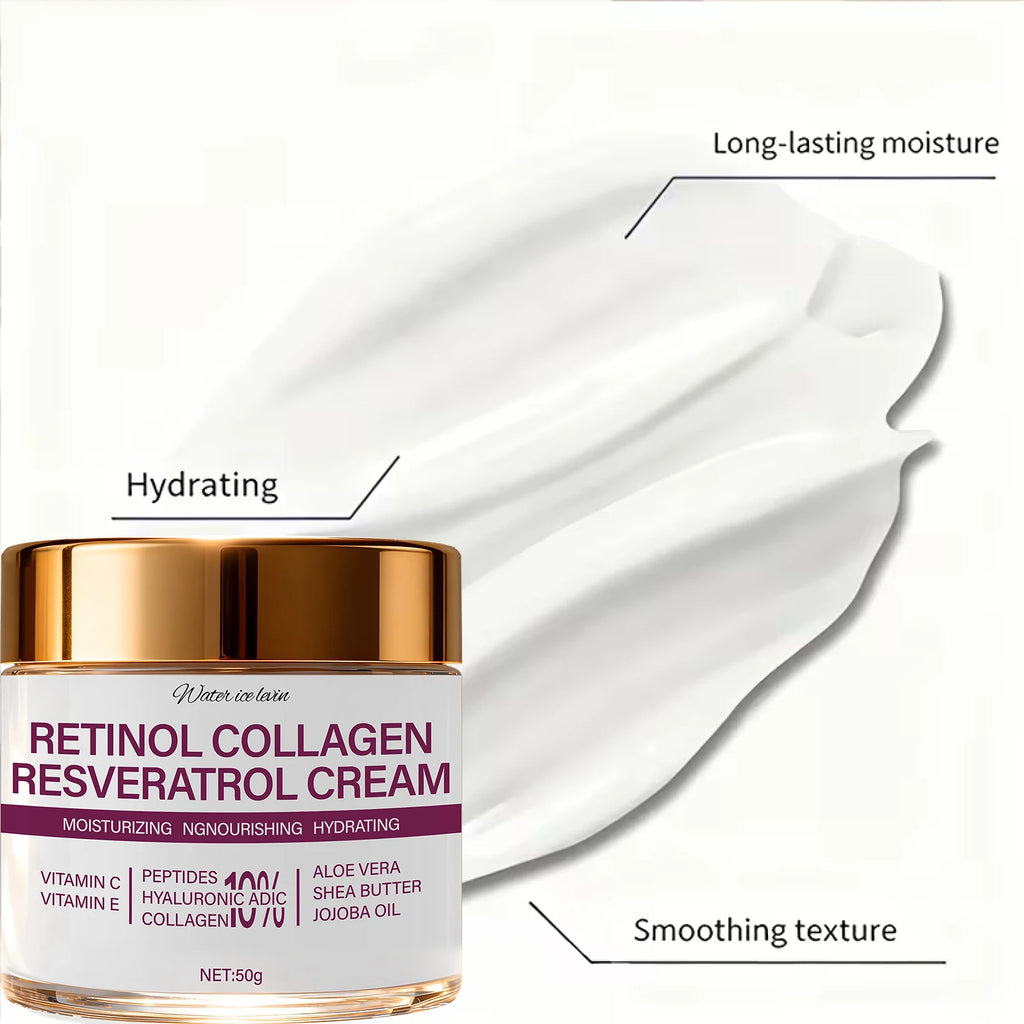 Face Cream Retinol Collagen Resveratrol with Peptide & Vitamin C,Hydrating Firming Moisturizer for Face 50g