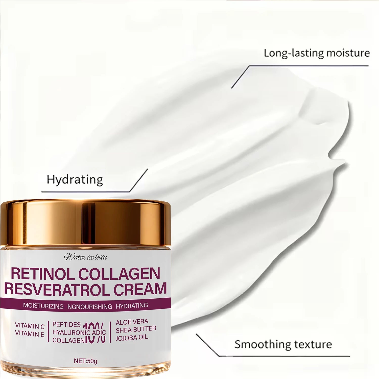 Face Cream Retinol Collagen Resveratrol with Peptide & Vitamin C,Hydrating Firming Moisturizer for Face 50g