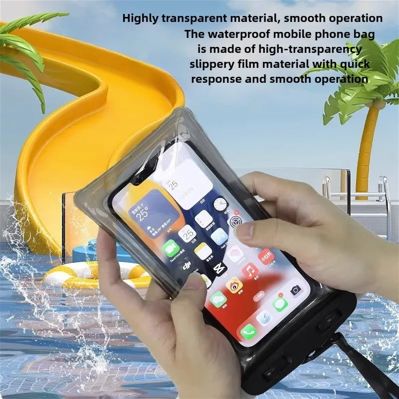 Transparent Waterproof Phone Pouch Under 7.2 Inches Touch Screen Swimming Rafting Waterproof Case with Lanyard Sealed Bag