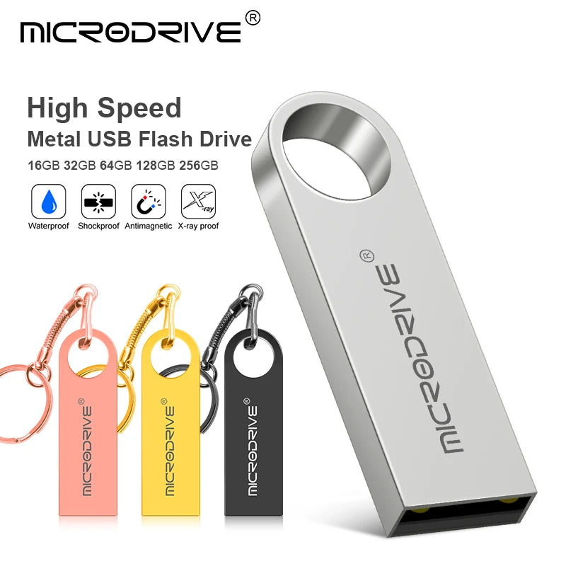 USB Flash Drive Pen 64GB 128GB 256GB 512GB Metal Pendrive 32gb 16gb 8gb 4gb Memory Stick Usb2.0 U Disk With Key Chain