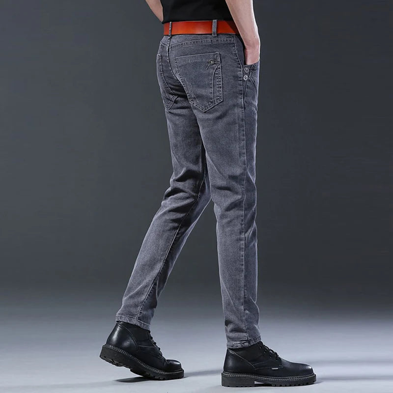 2025 New Men Fashion Comfortable slim fit Jeans Male Loose Straight Smart Casual Denim Pants Elasticity look taller Trousers