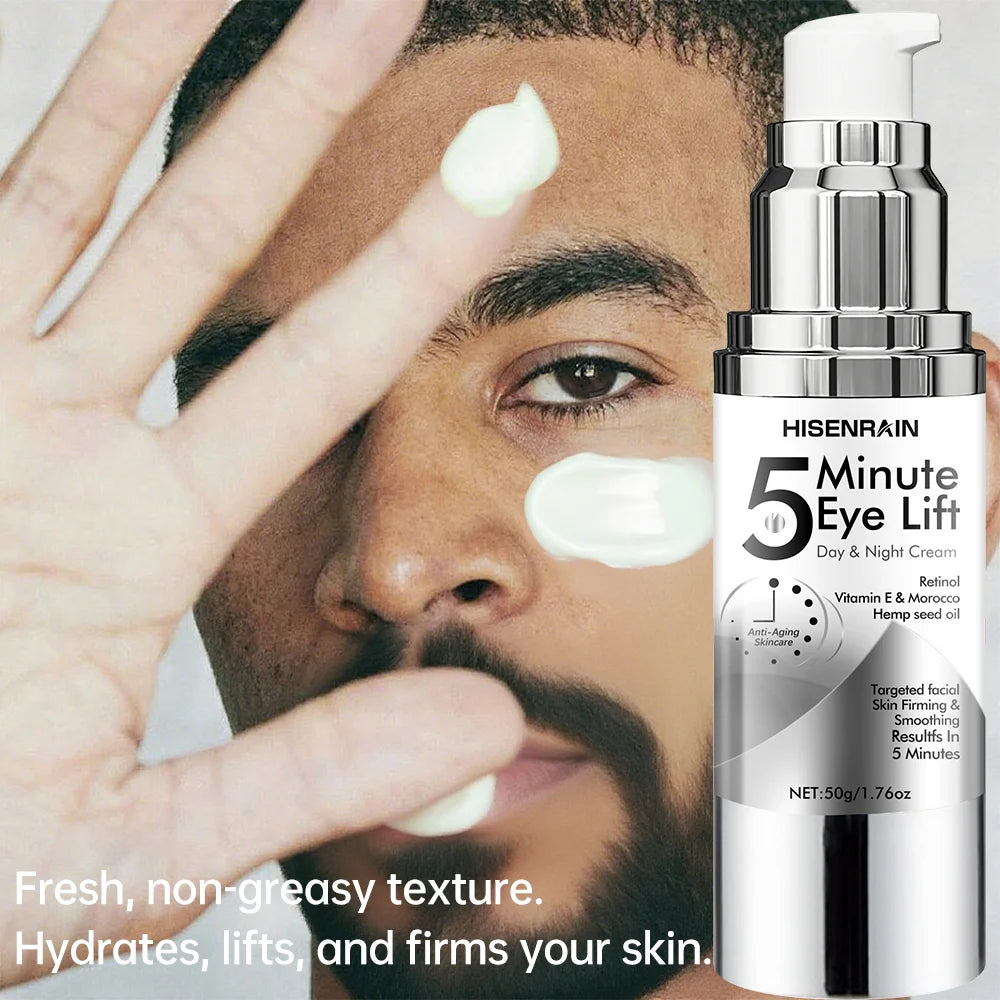 HISENRAIN Under Eye Cream, Caffeine & Retinol, Anti-Aging, 5 Minutes Lifting Effect, Dark Circles, Puffiness, Wrinkles.