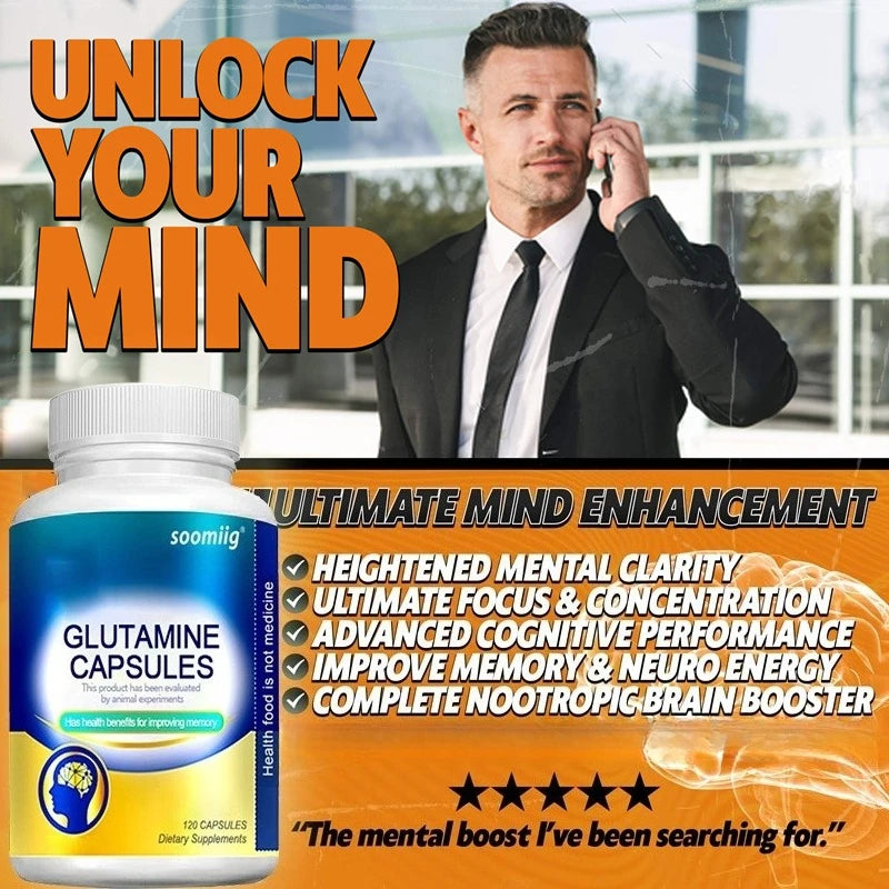 L-Glutamine - Supports Digestive , Gut Health and Promotes Muscle Growth and Recovery, Improves Immunity - 120 Capsules