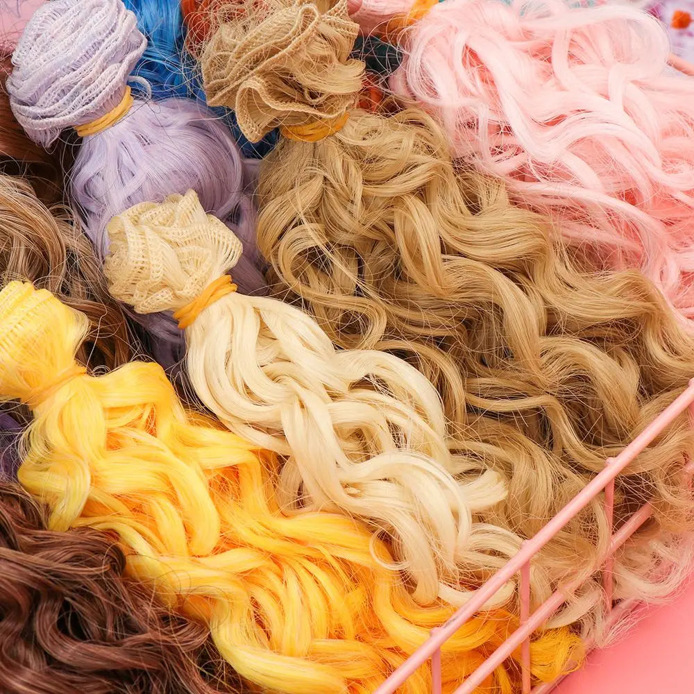 15*100cm Fashion Mini Tresses Doll Hair 1/6 1/4 1/3  High-Temperature Curly Wigs Screw Periwig Toy Toupee Kids Gifts Accessories
